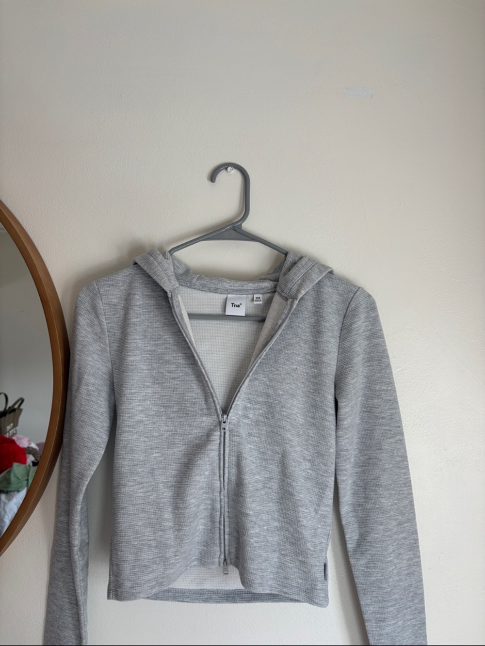 Aritzia Light Gray Zip-Up Hooded Jacket